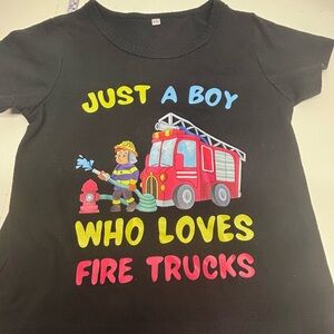 Black Fire Truck Kids T-Shirt age 3-4 years old